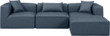 Cube Navy Blue Vegan Leather Modular Sectional 668Navy-Sec4A Meridian Furniture