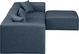 Cube Navy Blue Vegan Leather Modular Sectional 668Navy-Sec4A Meridian Furniture