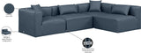 Cube Navy Blue Vegan Leather Modular Sectional 668Navy-Sec4B Meridian Furniture