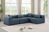 Cube Navy Blue Vegan Leather Modular Sectional 668Navy-Sec4B Meridian Furniture