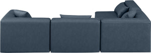 Cube Navy Blue Vegan Leather Modular Sectional 668Navy-Sec4B Meridian Furniture