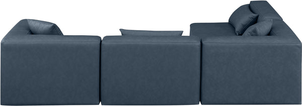 Cube Navy Blue Vegan Leather Modular Sectional 668Navy-Sec4B Meridian Furniture