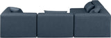 Cube Navy Blue Vegan Leather Modular Sectional 668Navy-Sec4B Meridian Furniture