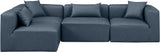 Cube Navy Blue Vegan Leather Modular Sectional 668Navy-Sec4B Meridian Furniture