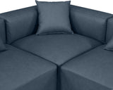 Cube Navy Blue Vegan Leather Modular Sectional 668Navy-Sec4B Meridian Furniture