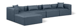 Cube Navy Blue Vegan Leather Modular Sectional 668Navy-Sec5A Meridian Furniture