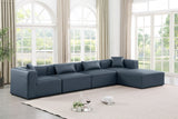 Cube Navy Blue Vegan Leather Modular Sectional 668Navy-Sec5A Meridian Furniture