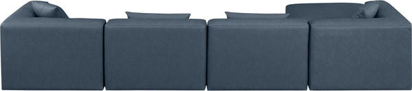 Cube Navy Blue Vegan Leather Modular Sectional 668Navy-Sec5A Meridian Furniture