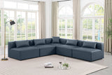 Cube Navy Blue Vegan Leather Modular Sectional 668Navy-Sec5B Meridian Furniture