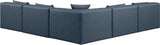 Cube Navy Blue Vegan Leather Modular Sectional 668Navy-Sec5B Meridian Furniture