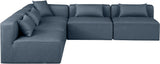 Cube Navy Blue Vegan Leather Modular Sectional 668Navy-Sec5B Meridian Furniture