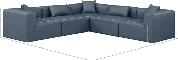 Cube Navy Blue Vegan Leather Modular Sectional 668Navy-Sec5C Meridian Furniture
