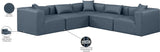 Cube Navy Blue Vegan Leather Modular Sectional 668Navy-Sec5C Meridian Furniture