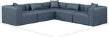 Cube Navy Blue Vegan Leather Modular Sectional 668Navy-Sec5C Meridian Furniture