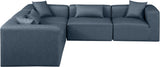 Cube Navy Blue Vegan Leather Modular Sectional 668Navy-Sec5C Meridian Furniture