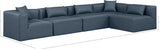 Cube Navy Blue Vegan Leather Modular Sectional 668Navy-Sec5D Meridian Furniture