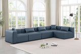 Cube Navy Blue Vegan Leather Modular Sectional 668Navy-Sec5D Meridian Furniture