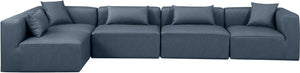 Cube Navy Blue Vegan Leather Modular Sectional 668Navy-Sec5D Meridian Furniture