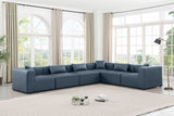 Cube Navy Blue Vegan Leather Modular Sectional 668Navy-Sec6A Meridian Furniture