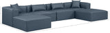 Cube Navy Blue Vegan Leather Modular Sectional 668Navy-Sec6B Meridian Furniture