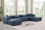 Cube Navy Blue Vegan Leather Modular Sectional 668Navy-Sec6B Meridian Furniture