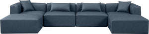 Cube Navy Blue Vegan Leather Modular Sectional 668Navy-Sec6B Meridian Furniture
