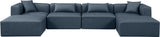 Cube Navy Blue Vegan Leather Modular Sectional 668Navy-Sec6B Meridian Furniture