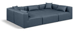 Cube Navy Blue Vegan Leather Modular Sectional 668Navy-Sec6C Meridian Furniture