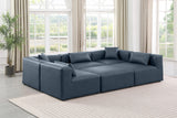 Cube Navy Blue Vegan Leather Modular Sectional 668Navy-Sec6C Meridian Furniture