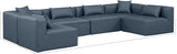 Cube Navy Blue Vegan Leather Modular Sectional 668Navy-Sec6D Meridian Furniture