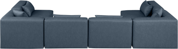 Cube Navy Blue Vegan Leather Modular Sectional 668Navy-Sec6D Meridian Furniture