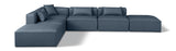 Cube Navy Blue Vegan Leather Modular Sectional 668Navy-Sec6E Meridian Furniture