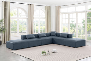 Cube Navy Blue Vegan Leather Modular Sectional 668Navy-Sec6E Meridian Furniture
