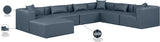 Cube Navy Blue Vegan Leather Modular Sectional 668Navy-Sec7A Meridian Furniture