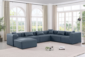Cube Navy Blue Vegan Leather Modular Sectional 668Navy-Sec7A Meridian Furniture