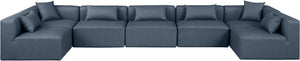 Cube Navy Blue Vegan Leather Modular Sectional 668Navy-Sec7B Meridian Furniture