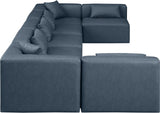 Cube Navy Blue Vegan Leather Modular Sectional 668Navy-Sec7B Meridian Furniture