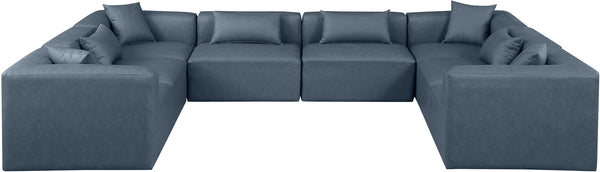 Cube Navy Blue Vegan Leather Modular Sectional 668Navy-Sec8A Meridian Furniture