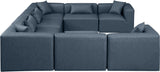 Cube Navy Blue Vegan Leather Modular Sectional 668Navy-Sec8A Meridian Furniture