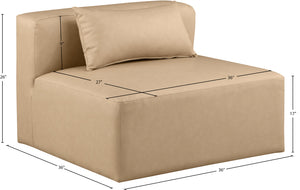 Cube Tan Vegan Leather Armless Chair 668Tan-Armless Meridian Furniture