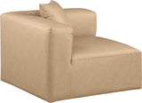 Cube Tan Vegan Leather Corner Chair 668Tan-Corner Meridian Furniture