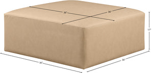 Cube Tan Vegan Leather Ottoman 668Tan-Ott Meridian Furniture