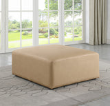 Cube Tan Vegan Leather Ottoman 668Tan-Ott Meridian Furniture