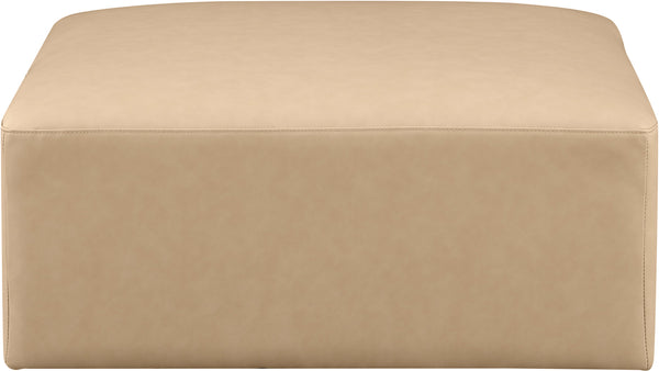 Cube Tan Vegan Leather Ottoman 668Tan-Ott Meridian Furniture
