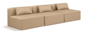 Cube Tan Vegan Leather Modular Sofa 668Tan-S108A Meridian Furniture