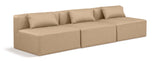 Cube Tan Vegan Leather Modular Sofa 668Tan-S108A Meridian Furniture