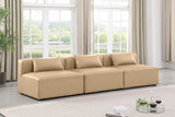 Cube Tan Vegan Leather Modular Sofa 668Tan-S108A Meridian Furniture