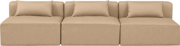 Cube Tan Vegan Leather Modular Sofa 668Tan-S108A Meridian Furniture