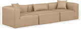 Cube Tan Vegan Leather Modular Sofa 668Tan-S108B Meridian Furniture