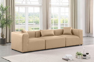 Cube Tan Vegan Leather Modular Sofa 668Tan-S108B Meridian Furniture